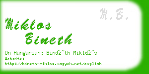 miklos bineth business card